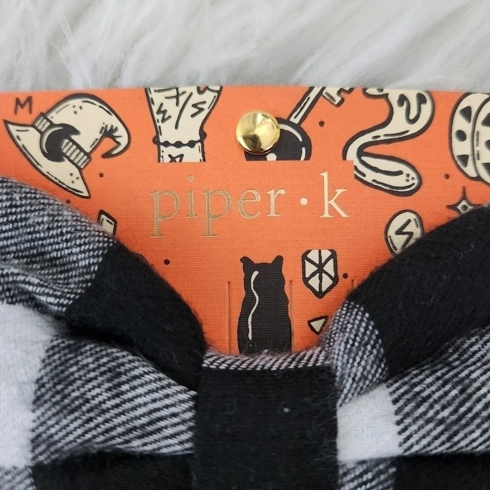 Piper K Halloween Bow Set. Plaid, Skeletons. New.